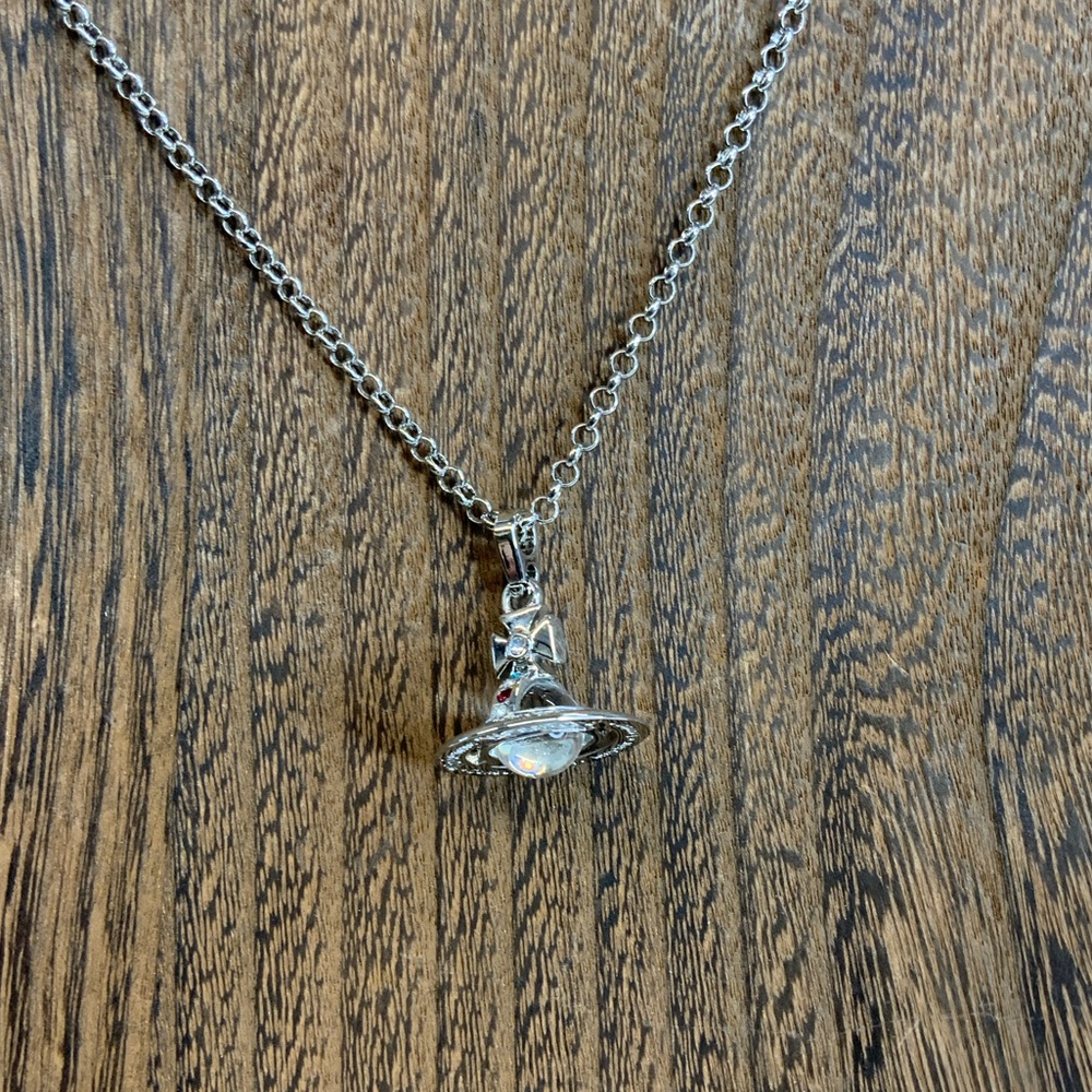 Vivienne Westwood Silver Orb Pendant Necklace with Opalescent Center